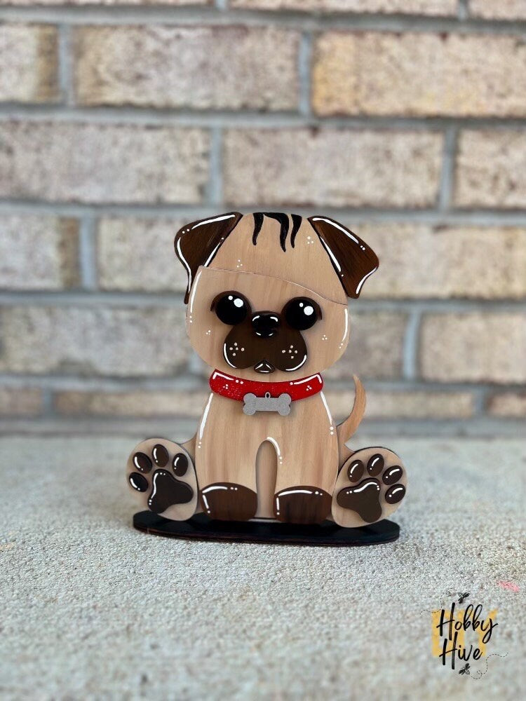 Pug Dog Desk Buddy with Seasonal and Holiday Hats