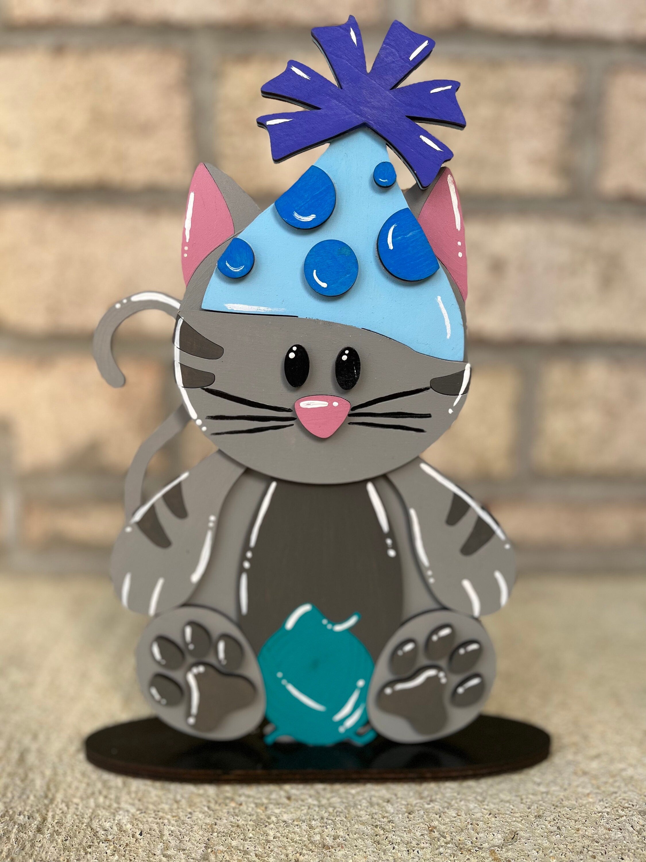 Cat Desk Buddy with Birthday Hat