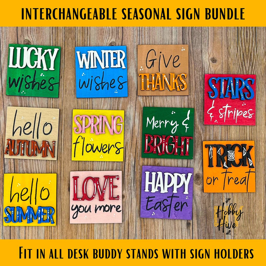 Hand Painted Highland Cow Desk Sign Bundle