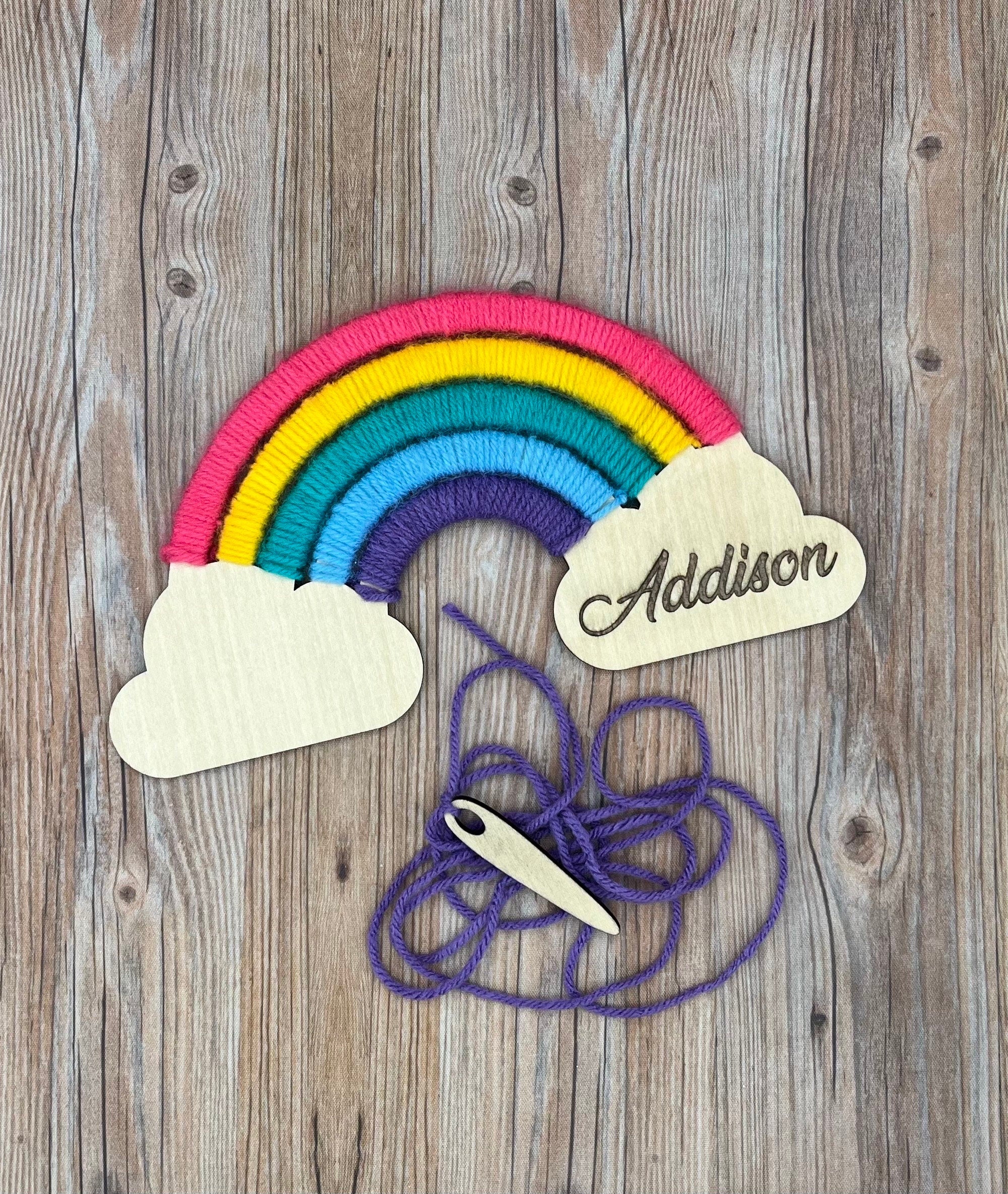 Personalized Rainbow Yarn Kit with Yarn and Needle Included