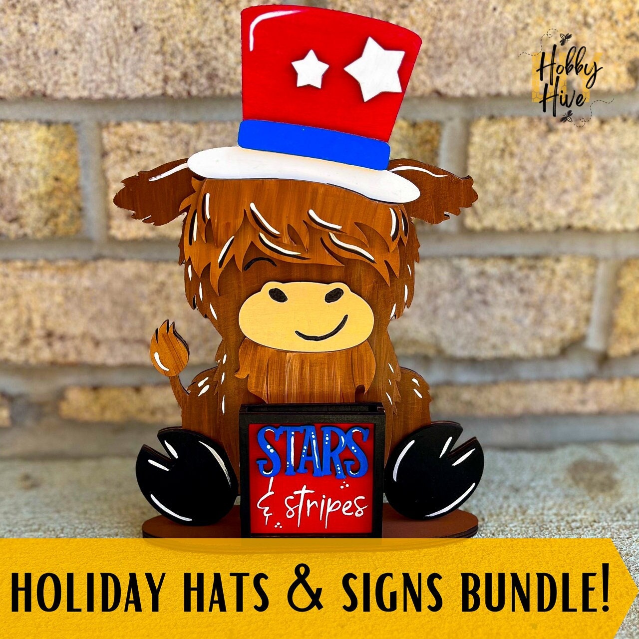 Hand Painted Highland Cow Desk Sign Bundle