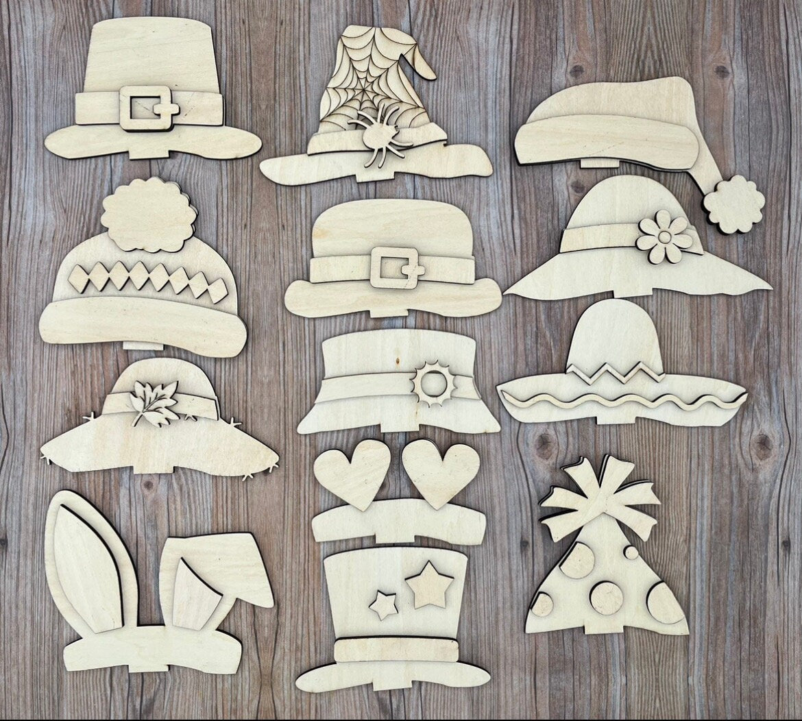 Paint Your Own Elephant Interchangeable Sign with Seasonal and Holiday Hats