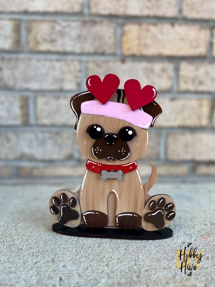 Pug Dog Desk Buddy with Seasonal and Holiday Hats