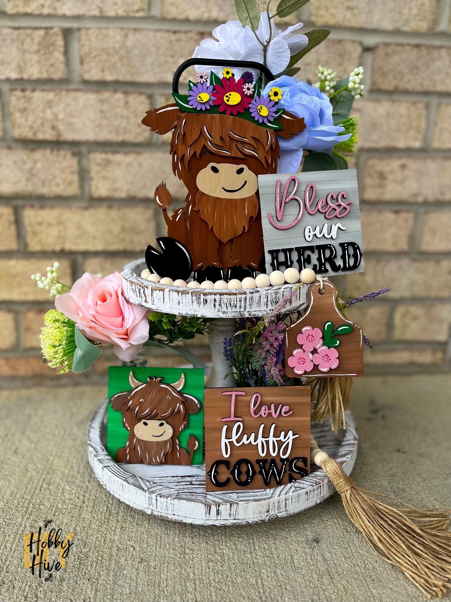 Cute Highland Cow Desk Buddy with Interchangeable Seasonal Hats