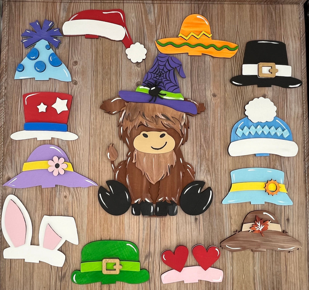 Paint your own Highland cow interchangeable sign