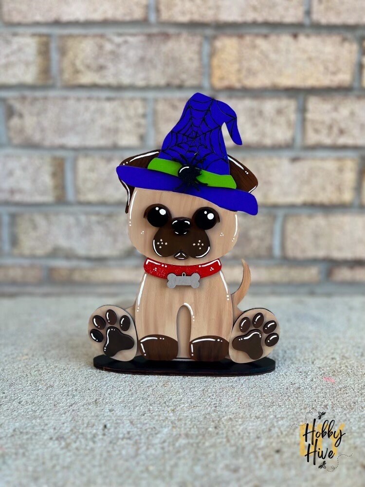 Pug Dog Desk Buddy with Seasonal and Holiday Hats