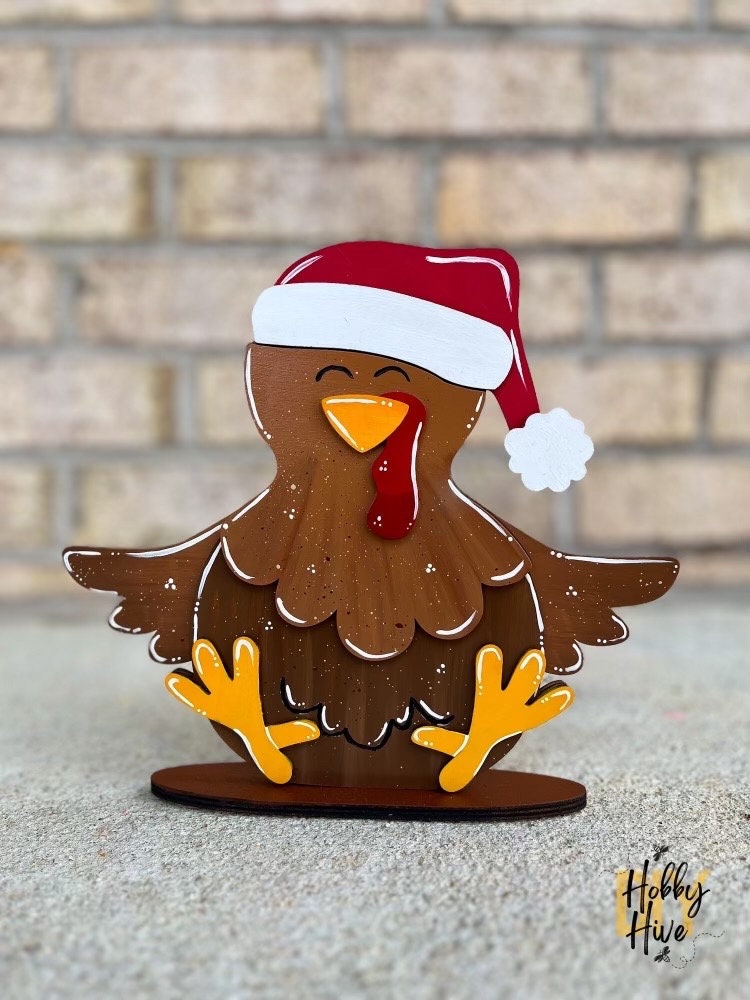 Paint Your Own Chicken or Turkey Interchangeable Sign with Seasonal Hats