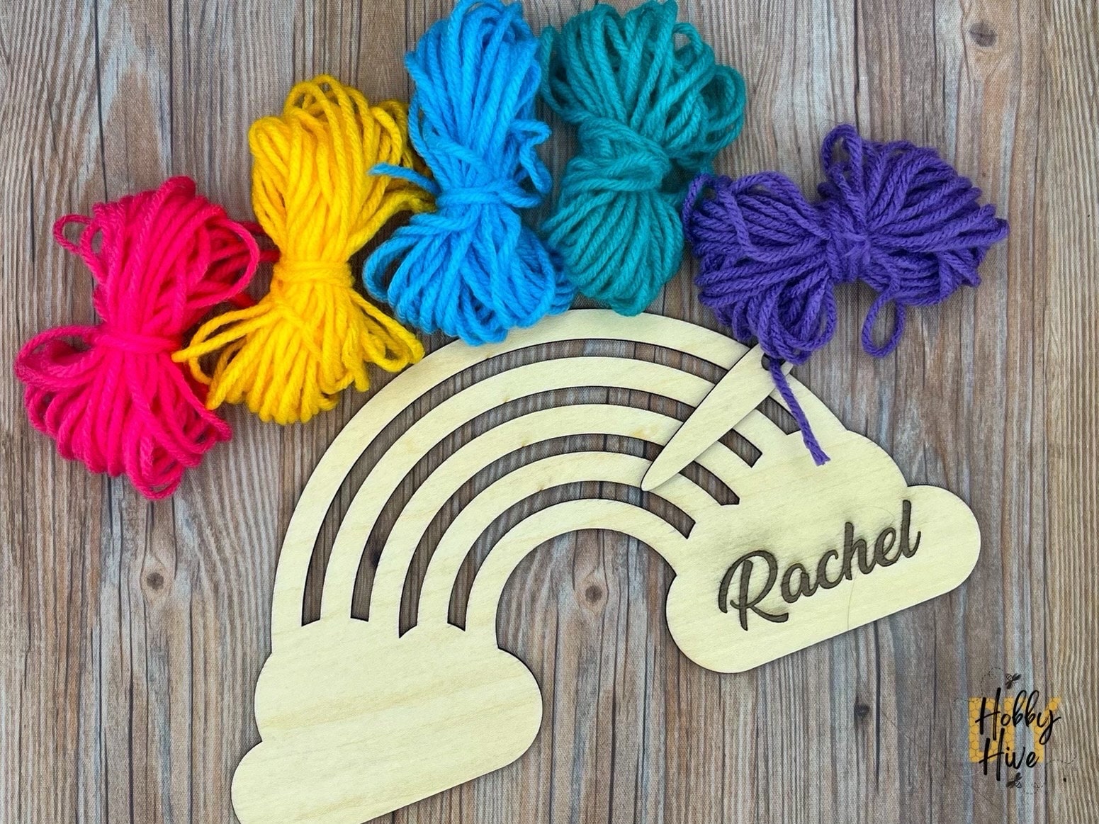Personalized Rainbow Yarn Kit with Yarn and Needle Included