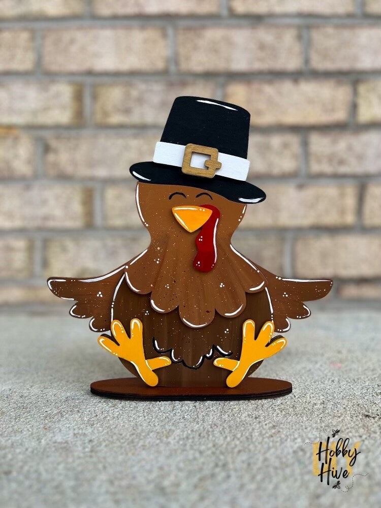 Paint Your Own Chicken or Turkey Interchangeable Sign with Seasonal Hats