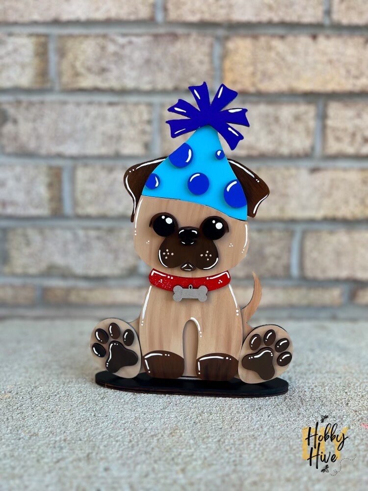 Pug Dog Desk Buddy with Seasonal and Holiday Hats